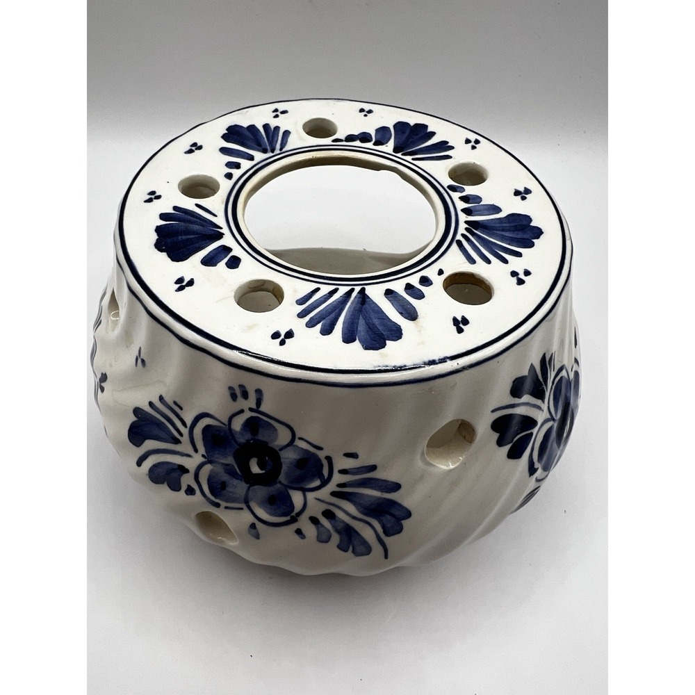 Delft Hand Painted Candle Holder/Teapot Warmer Blue & White 5.5"x3" Signed